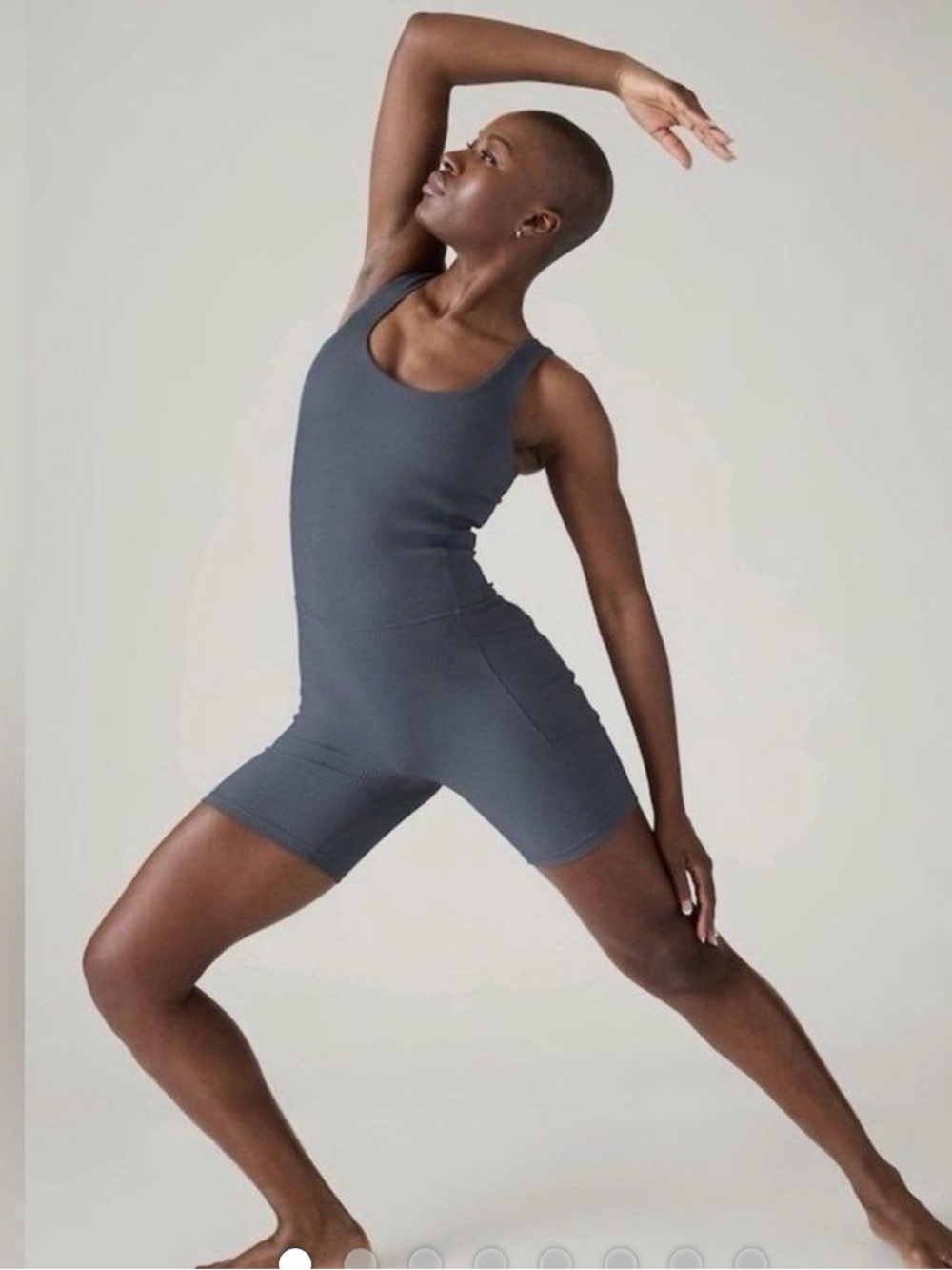 Athleta salutation rib, bike suit in granite blue NWT